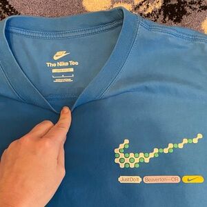 Nike Blue Tee with Graphic Swoosh